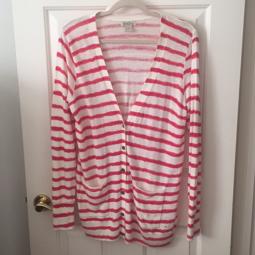 Lucky Brand red & cream striped sweater